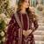 Maroon faux georgette suit with embroidery & moti work
