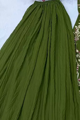 Mehendi faux georgette suit with embroidery & moti work