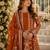 Orange faux georgette suit with embroidery & moti work