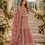 Pink faux georgette suit with embroidery & moti work