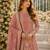 Pink faux georgette suit with embroidery & moti work