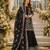 Black faux georgette suit with embroidery & moti work