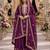 Purple silk suit with embroidery & diamond work