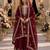 Maroon silk suit with embroidery & diamond work