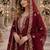 Maroon silk suit with embroidery & diamond work