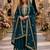 Teal blue silk suit with embroidery & diamond work