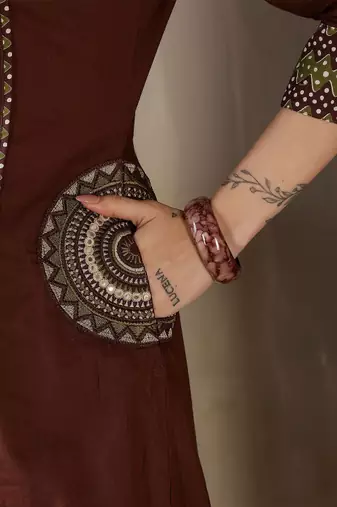 Women's Brown Printed Kurta Pant Set with Printed Dupatta