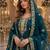 Teal blue silk suit with embroidery & diamond work