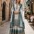 Blue & white georgette suit with embroidery & sequin work