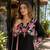 Black silk suit with thread embroidery work