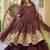 Wine floral embroidered anarkali kurta palazzo set with dupatta