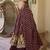Wine floral embroidered anarkali kurta palazzo set with dupatta