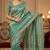 Women silk blend rama green embroidery bollywood saree