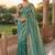 Women silk blend rama green embroidery bollywood saree