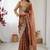 Women's satin silk saree with elegant lace border party wear designer saree