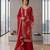Red embroidered straight kurta palazzo set with dupatta