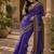 Women linen purple floral & geomatric motifs bollywood saree
