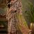 Women linen cream & brown kalamkari bollywood saree