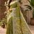 Women linen olive green kalamkari bollywood saree