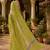 Women linen lime green floral print bollywood saree