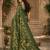 Women linen mahendi green floral motifs bollywood saree