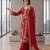 Red embroidered straight kurta palazzo set with dupatta
