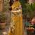 Women linen cream & mustard yellow kalamkari bollywood saree