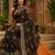 Women linen black & orange bandhani bollywood saree
