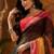 Women linen multicolor floral motifs bollywood saree