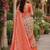 Women linen cream & peach abstract bollywood saree