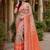 Women linen cream & peach abstract bollywood saree