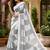Women linen white & black checkered block bollywood saree