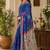 Women linen royal blue bandhani bollywood saree