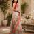 Women linen ivory abstract floral bollywood saree