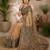 Women linen beige madhubani bollywood saree