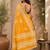 Women linen mustard yellow geometric chevron/leaf bollywood saree