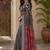 Women linen black striped & floral bollywood saree