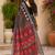 Women linen black striped & floral bollywood saree