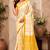 Women linen white & yellow shibori striped bollywood saree