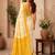 Women linen white & yellow shibori striped bollywood saree