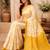Women linen white & yellow shibori striped bollywood saree
