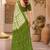 Women linen mehandi green & white leheriya bollywood saree