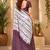 Women linen white & purple striped bollywood saree