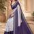 Women linen white & navy blue bandhani bollywood saree