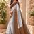 Women linen white & brown bandhani bollywood saree