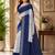Women linen white & blue bandhani bollywood saree