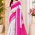 Women linen white & pink bandhani bollywood saree