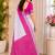 Women linen white & pink bandhani bollywood saree