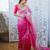 Women silk blend pink embroidery bollywood saree