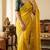Women silk blend mustard embroidery bollywood saree